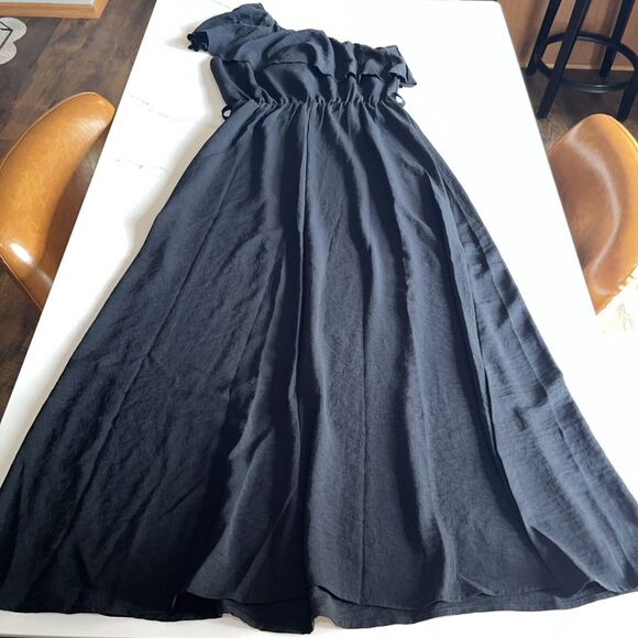 Kirundo One Shoulder Sleeveless Midi Dress Ruffle Black Pullover Size Small NWT - Picture 12 of 13